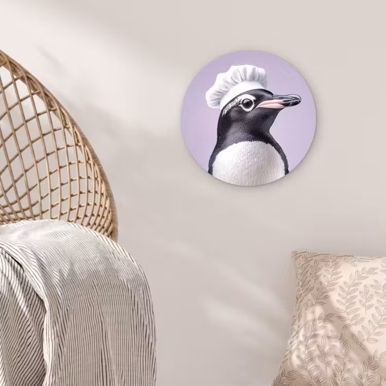 Pinguïn - Koksmuts - Lief - Paars Wandcirkel plexiglas klein -sfeer5
