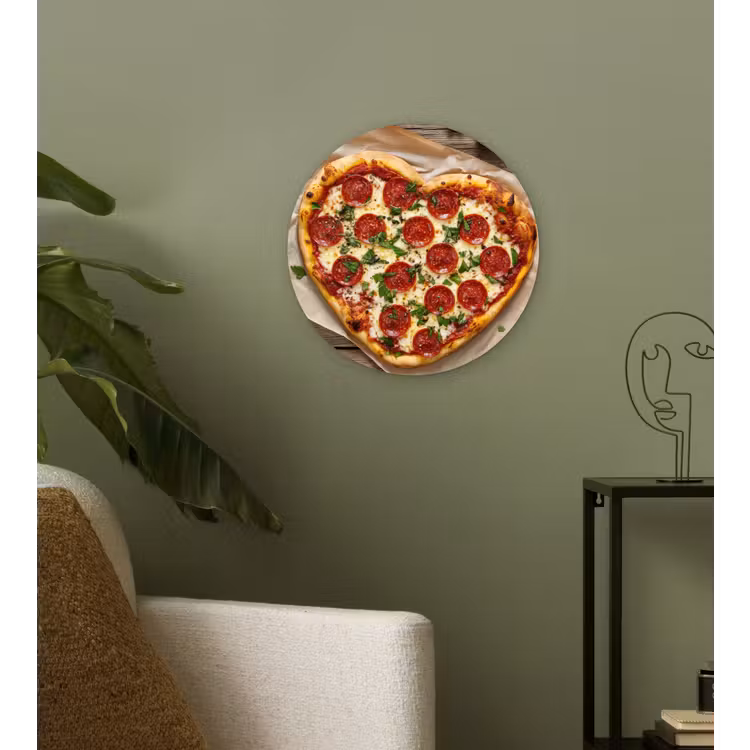Pizza - Hart - Pepperoni - Tomaat Wandcirkel plexiglas klein -sfeer3