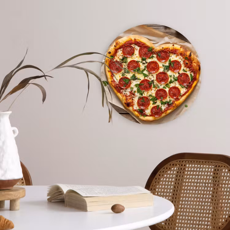 Pizza - Hart - Pepperoni - Tomaat Wandcirkel plexiglas klein -sfeer4