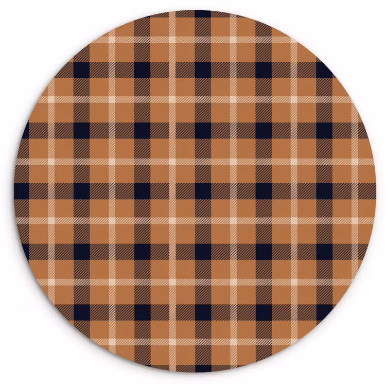 Plaid - Patroon - Vierkant - Bruin Wandcirkel plexiglas klein 852 -3d