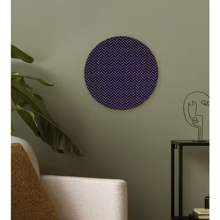 Plaid - Patroon - Visgraad - Blauw Wandcirkel plexiglas klein 852 -sfeer3