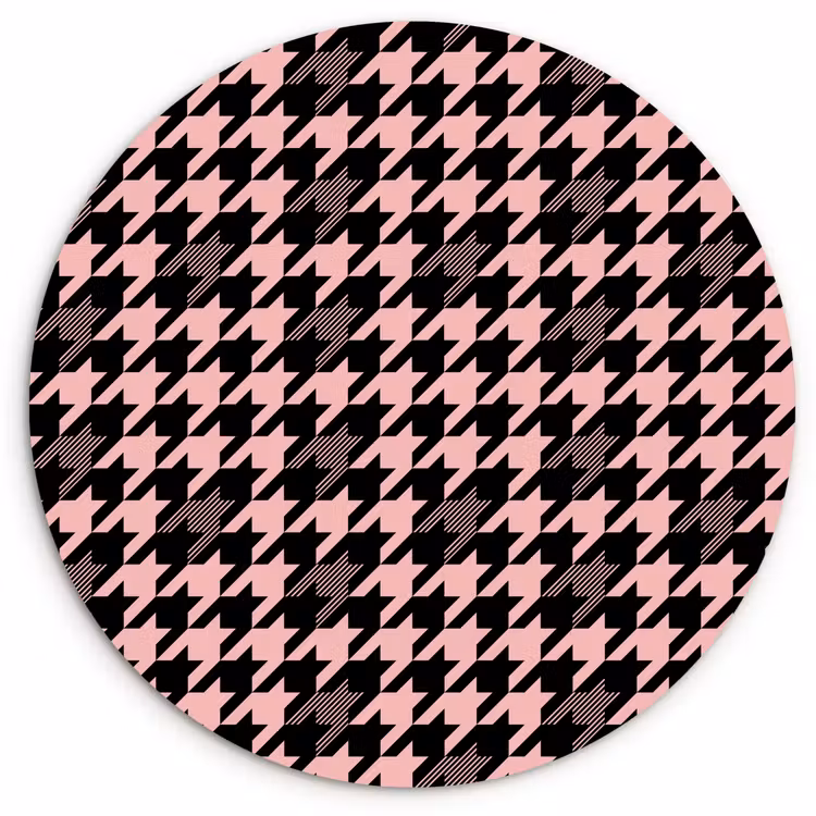Plaid - Patroon - Zwart - Roze Wandcirkel plexiglas klein 852 -3d