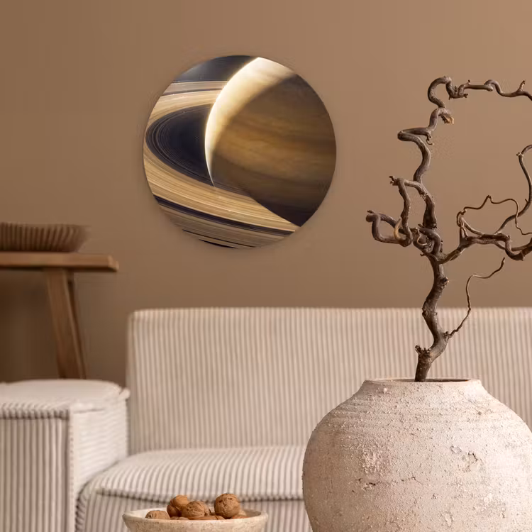 Muurcirkel glas - Planeet - Ringen - Ruimte - Planeet - Ringen - Ruimte Wandcirkel plexiglas klein