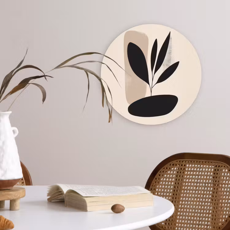 Plant - Beige - Japandi Wandcirkel plexiglas klein -sfeer4