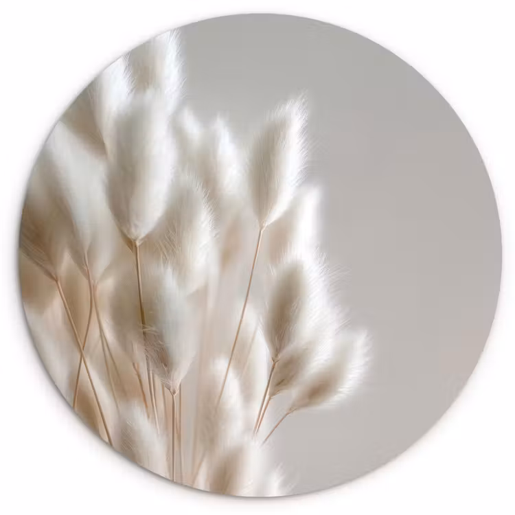 Pluimen - Beige - Minimalistisch Wandcirkel plexiglas klein -3d