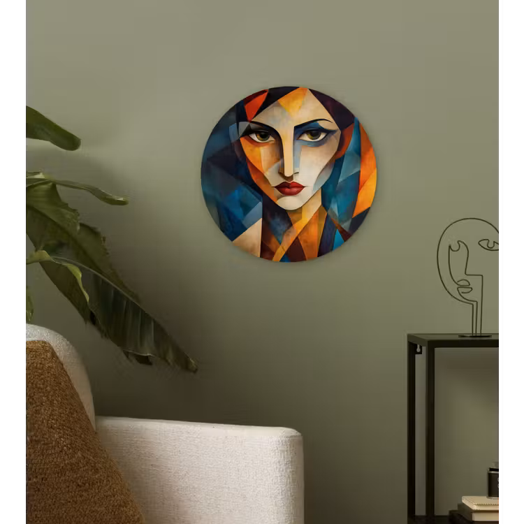 Portret - Abstract - Vormen Wandcirkel plexiglas klein -sfeer3