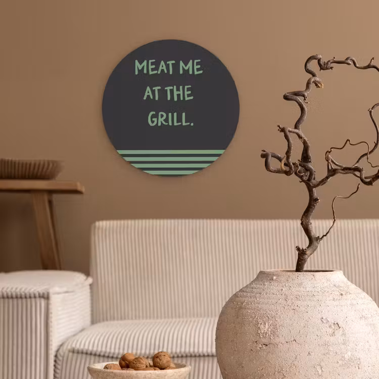 Quote - Groen - Grill - Zomer Wandcirkel plexiglas klein -sfeer1