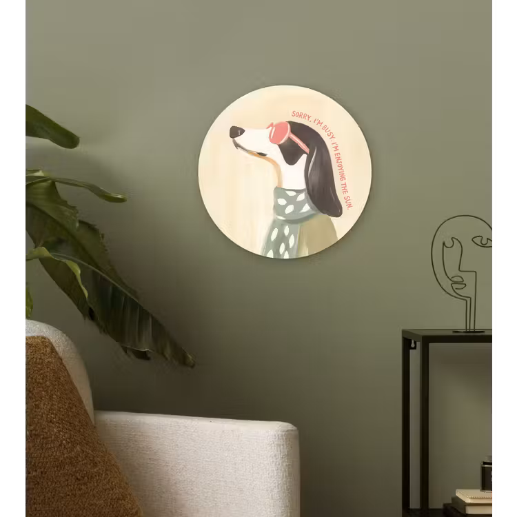 Quote - Hond - Zonnebril Wandcirkel plexiglas klein -sfeer3