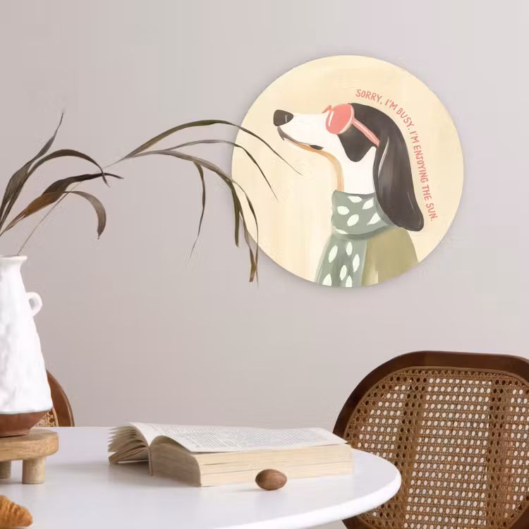 Quote - Hond - Zonnebril Wandcirkel plexiglas klein -sfeer4