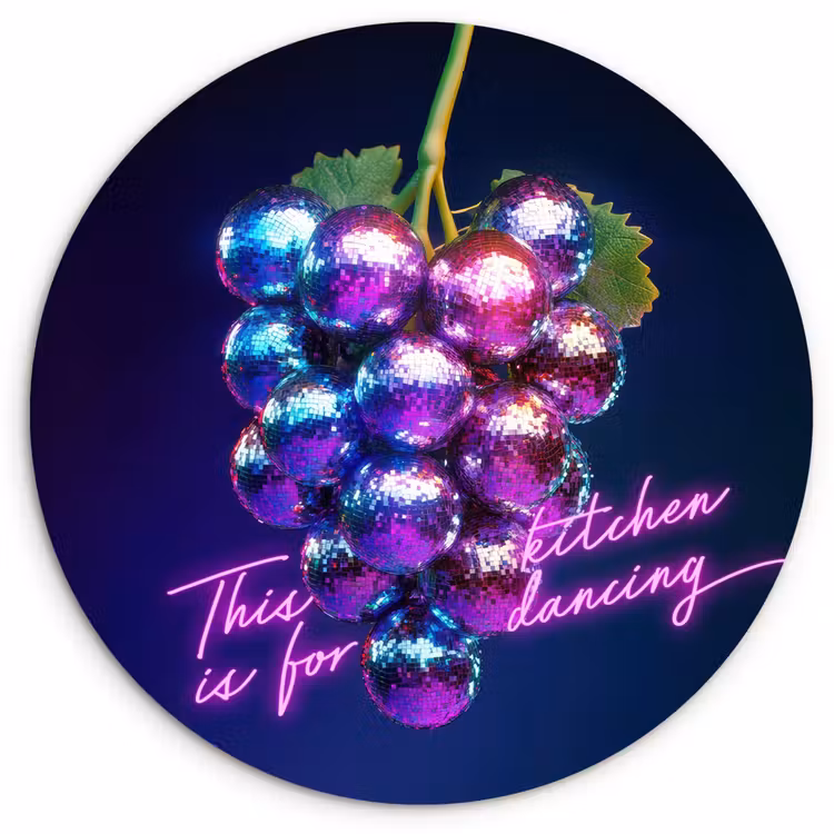 Quote - Neon - Disco - Druiven Wandcirkel plexiglas klein -3d