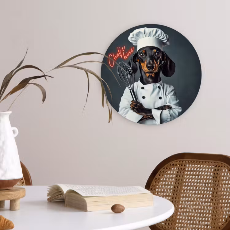 Quote - Neon - Hond - Kokskleding Wandcirkel plexiglas klein -sfeer4