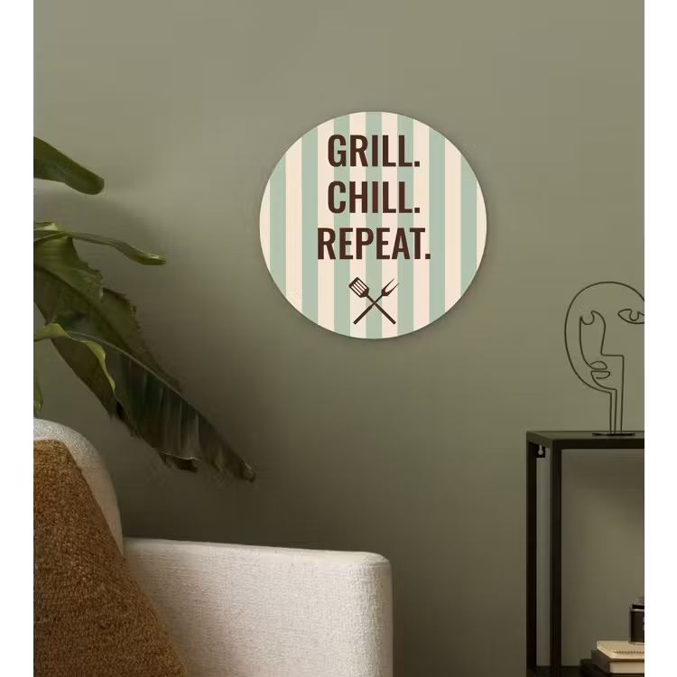 Quote - Strepen - Grill Wandcirkel plexiglas klein -sfeer3