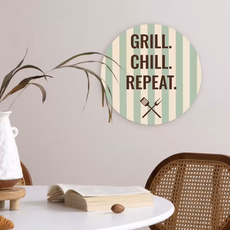 Quote - Strepen - Grill Wandcirkel plexiglas klein -sfeer4
