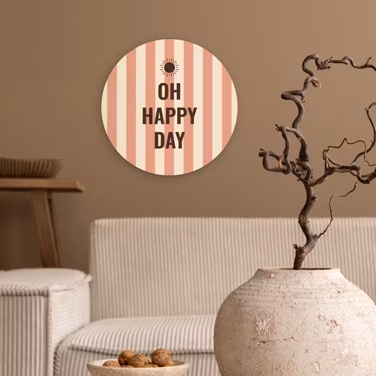 Quote - Zomer - Strepen Wandcirkel plexiglas klein -sfeer1