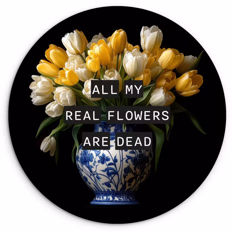Quotes - Bloem - Tulp - Geel Wandcirkel plexiglas klein -3d