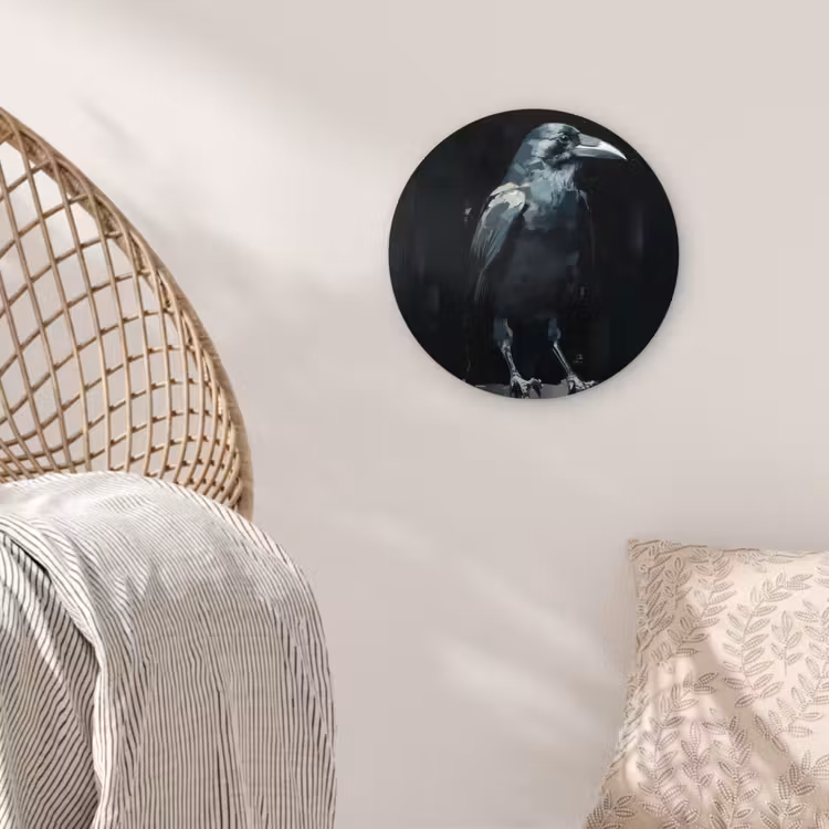 Raaf - Vogels - Zwart Wandcirkel plexiglas klein -sfeer5