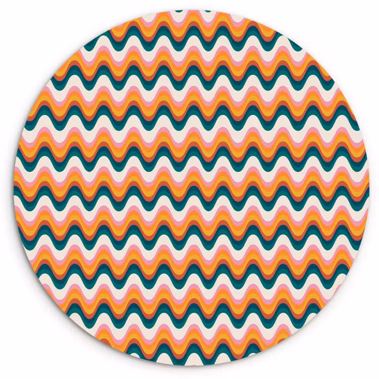 Retro - Disco - Golven - Kleur Wandcirkel plexiglas klein 852 -3d