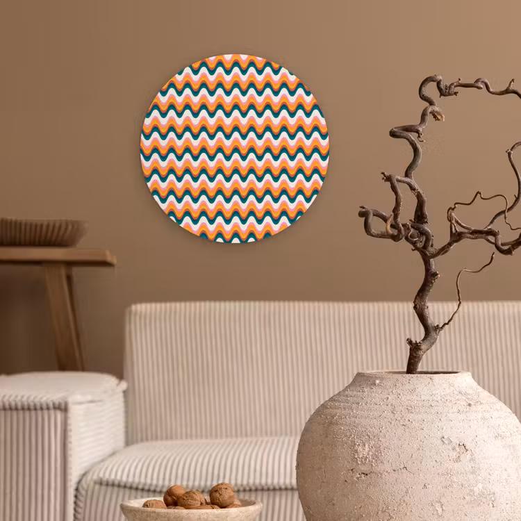 Retro - Disco - Golven - Kleur Wandcirkel plexiglas klein 852 -sfeer1