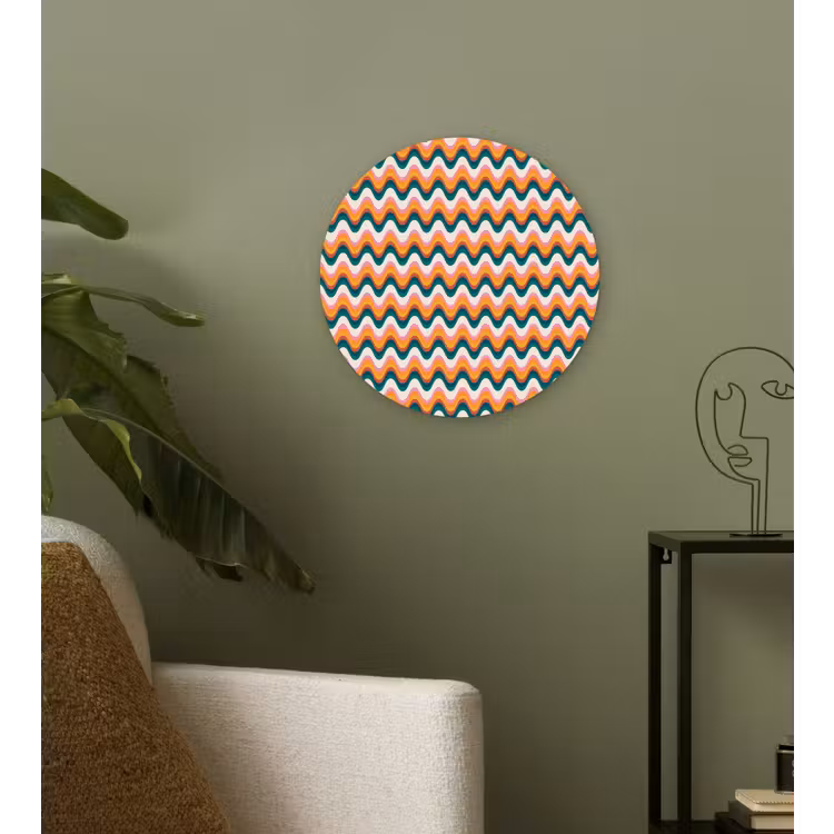Retro - Disco - Golven - Kleur Wandcirkel plexiglas klein 852 -sfeer3