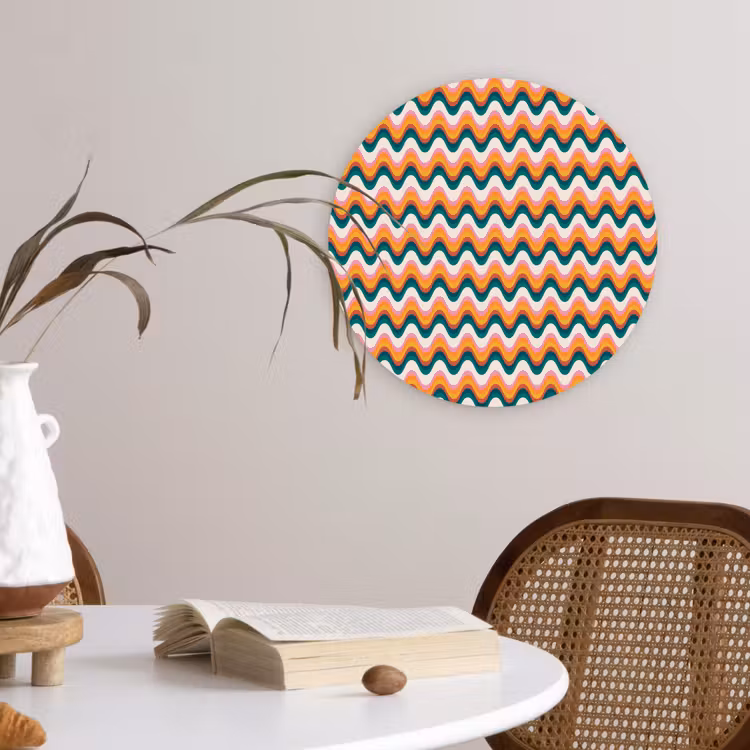 Retro - Disco - Golven - Kleur Wandcirkel plexiglas klein 852 -sfeer4
