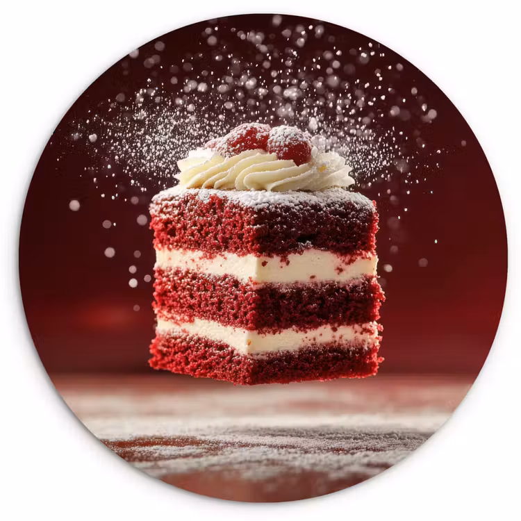 Rode - Velvet - Taart - Eten Wandcirkel plexiglas klein -3d