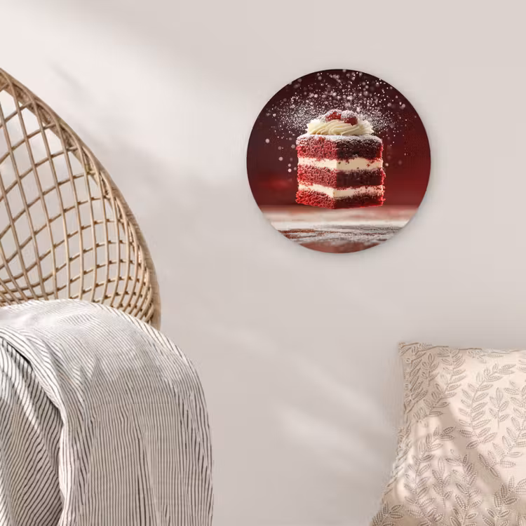 Rode - Velvet - Taart - Eten Wandcirkel plexiglas klein -sfeer5
