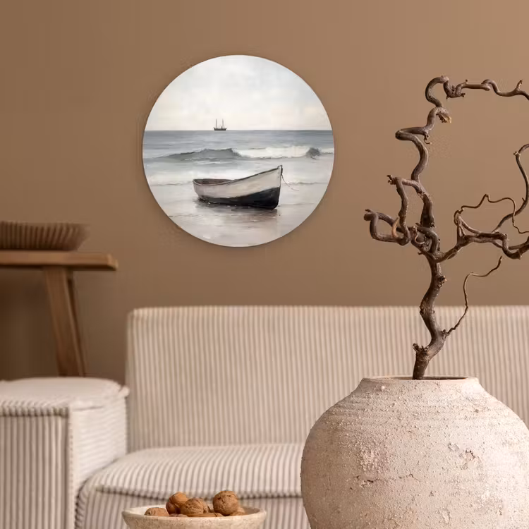Roeiboot - Zee - Horizon Wandcirkel plexiglas klein -sfeer1