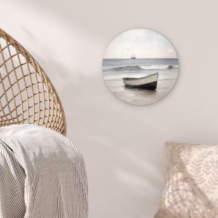 Roeiboot - Zee - Horizon Wandcirkel plexiglas klein -sfeer5