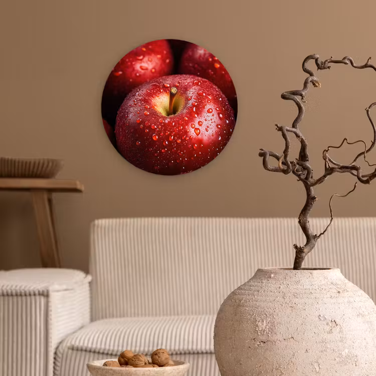 Rood - Appels - Fruit Wandcirkel plexiglas klein -sfeer1