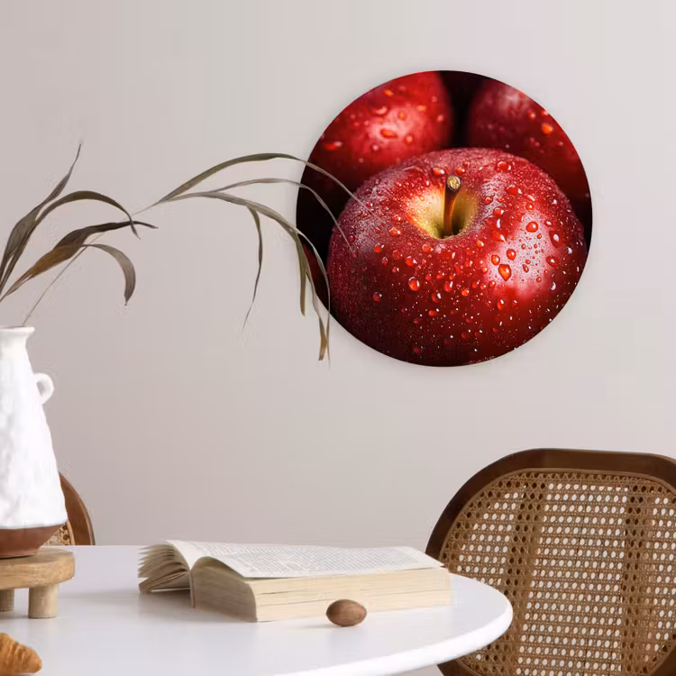 Rood - Appels - Fruit Wandcirkel plexiglas klein -sfeer4