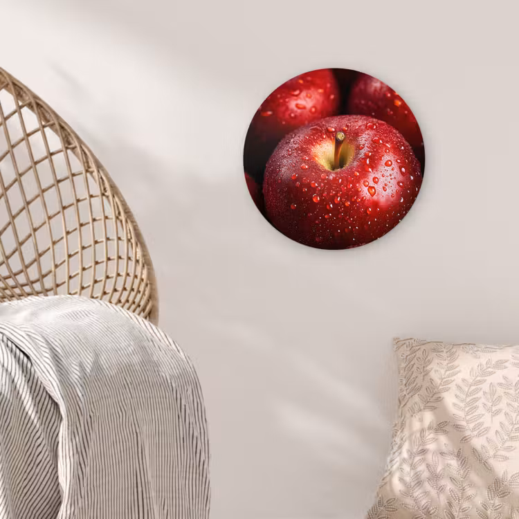 Rood - Appels - Fruit Wandcirkel plexiglas klein -sfeer5