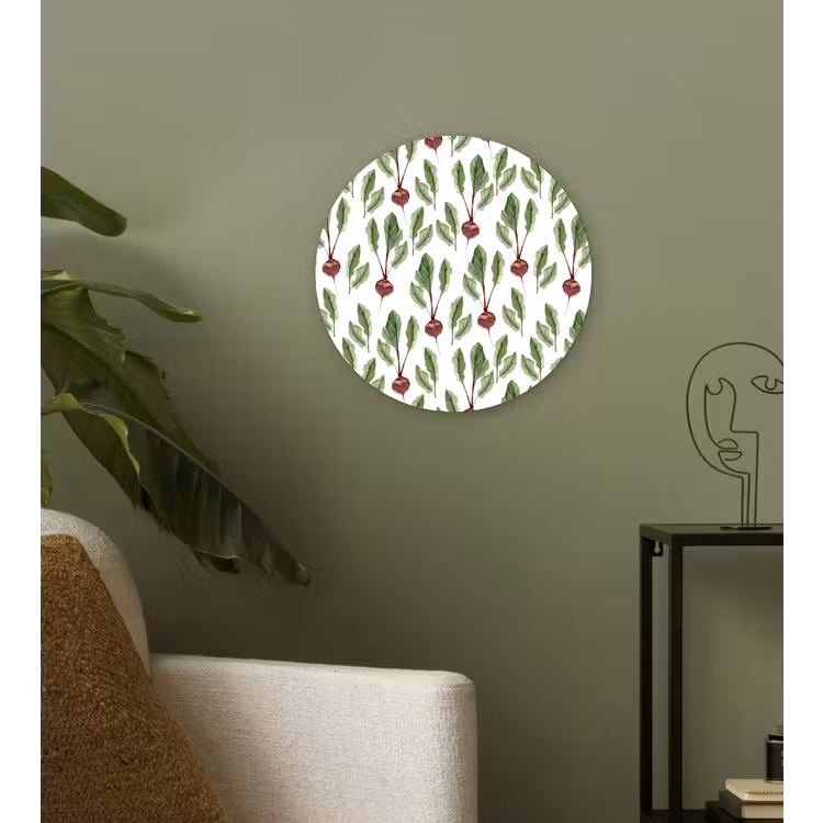 Rood - Bieten - Blad Wandcirkel plexiglas klein 852 -sfeer3
