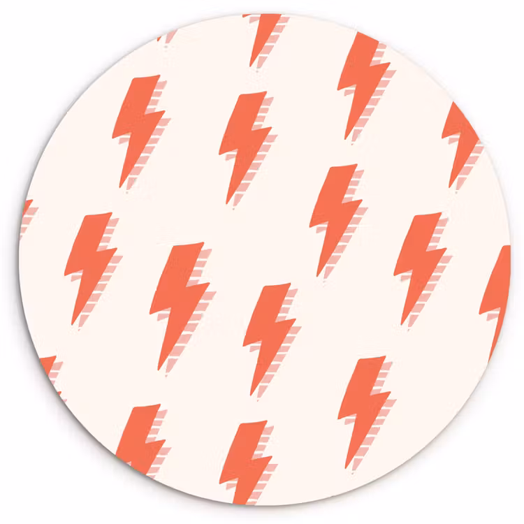 Rood - Bliksem - Roze Wandcirkel plexiglas klein 852 -3d