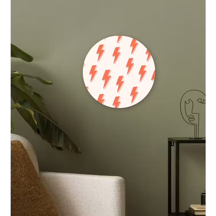 Rood - Bliksem - Roze Wandcirkel plexiglas klein 852 -sfeer3