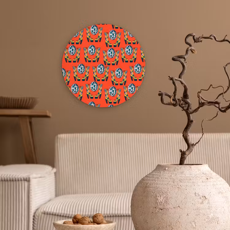 Rood - Disco - Patroon Wandcirkel plexiglas klein 852 -sfeer1
