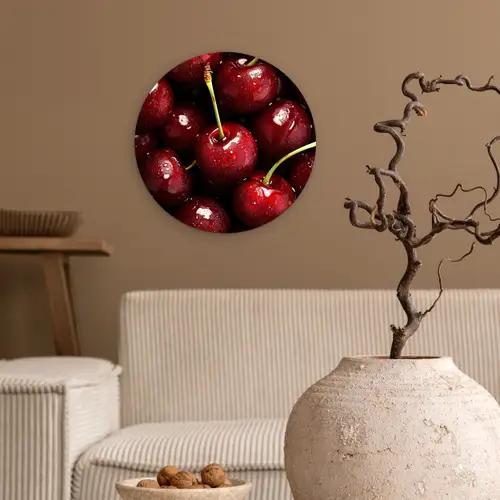 Rood - Fruit - Kersen Wandcirkel plexiglas klein -sfeer1