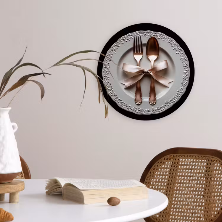 Rose - Strik - Bestek Wandcirkel plexiglas klein -sfeer4
