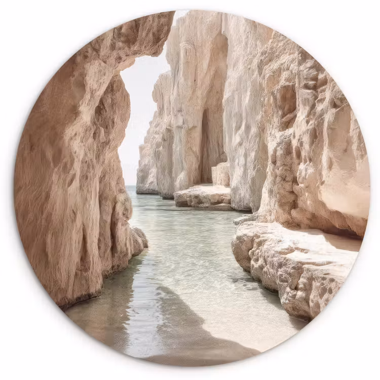 Rotsen - Zee - Zand - Kloof Wandcirkel plexiglas klein -3d