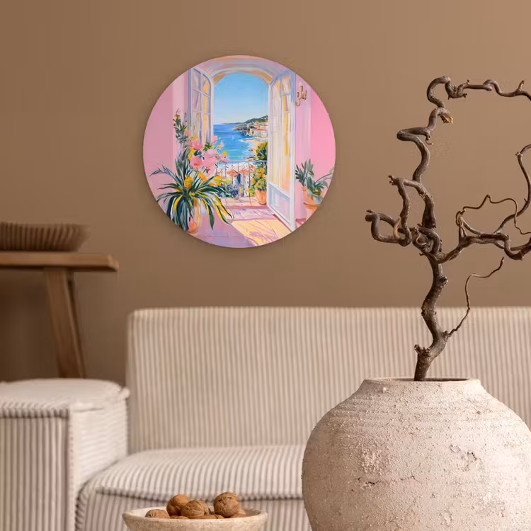 Roze - Buiten - Verf Wandcirkel plexiglas klein -sfeer1