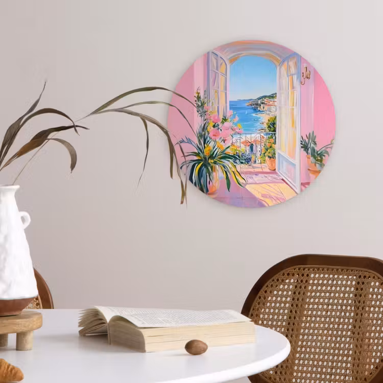 Roze - Buiten - Verf Wandcirkel plexiglas klein -sfeer4