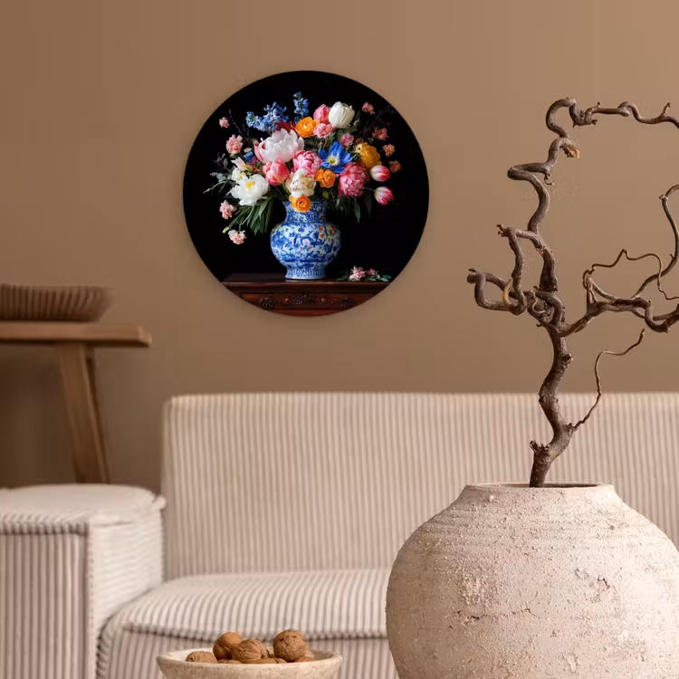 Rozen - Bloemen - Vaas - Boeket Wandcirkel plexiglas klein -sfeer1