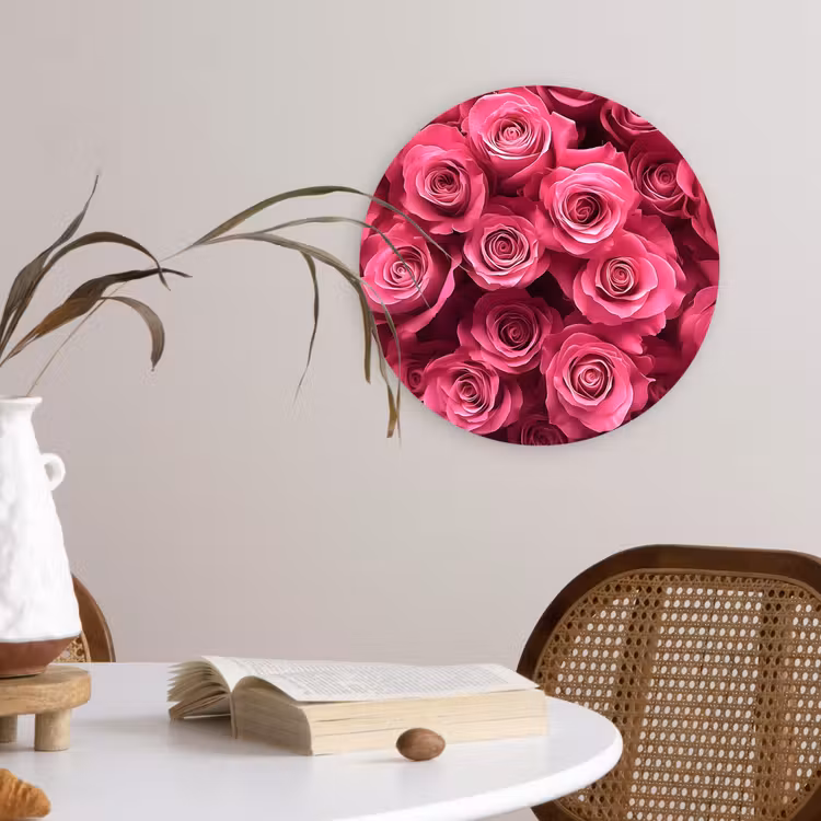 Rozen - Pink - Bloem Wandcirkel plexiglas klein -sfeer4