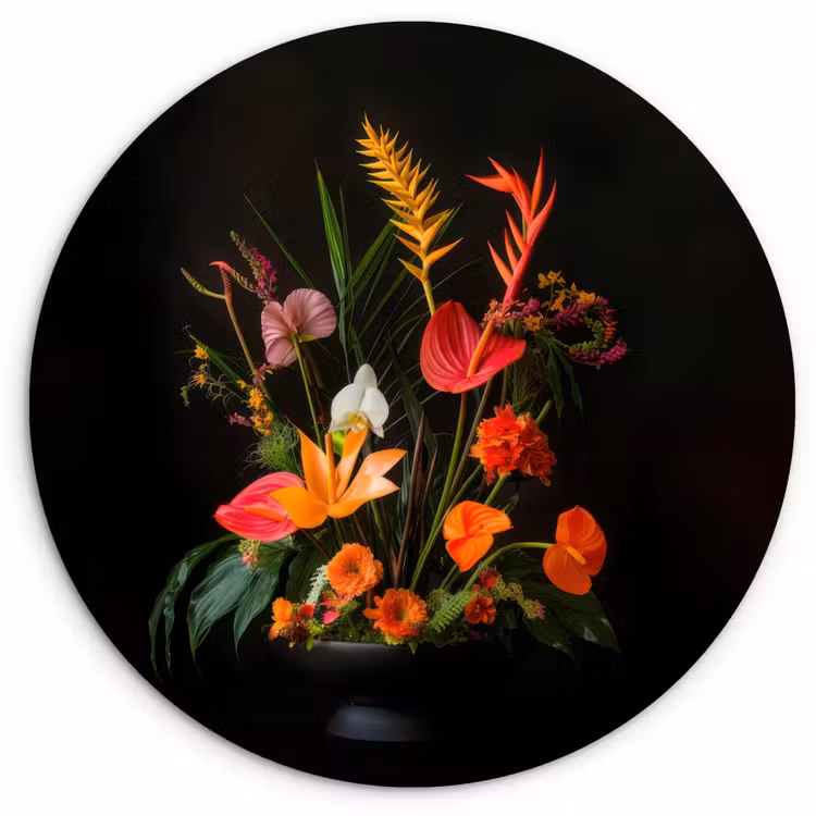 Schaal - Boeket - Bloemen Wandcirkel plexiglas klein -3d