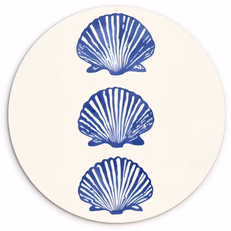 Schelpen - Blauw - Patroon Wandcirkel plexiglas klein -3d