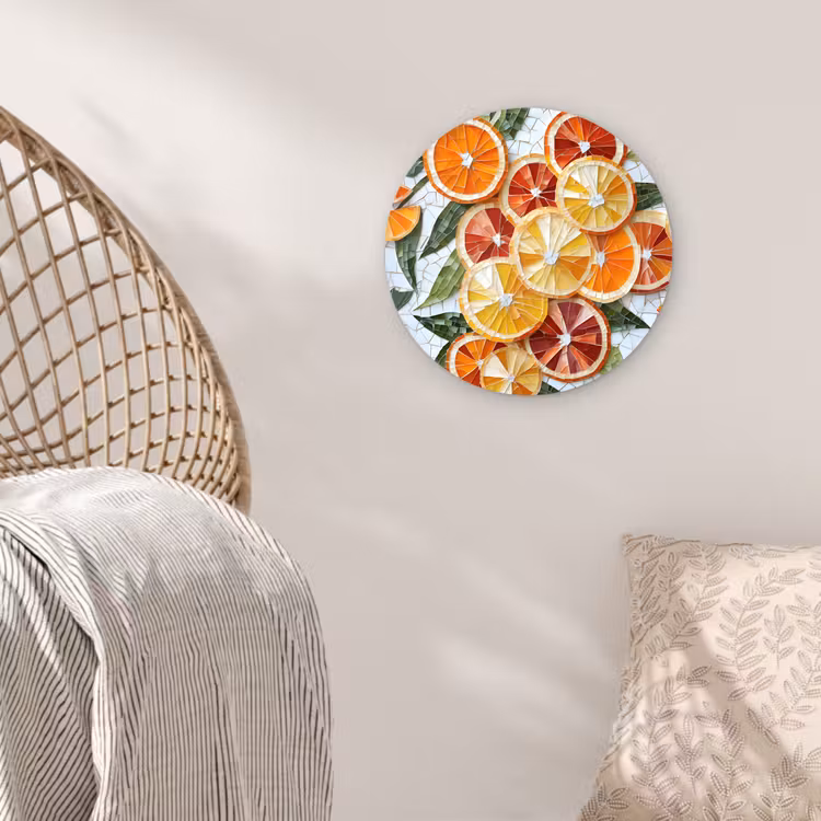 Schijfjes - Fruit - Oranje - Mozaïek Wandcirkel plexiglas klein -sfeer5