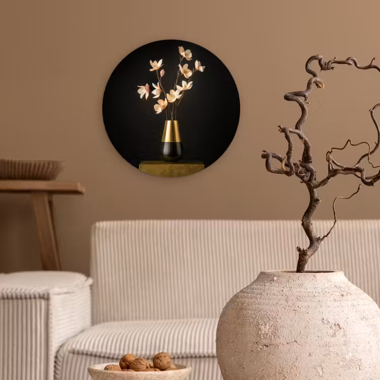 Sierlijk - Boeket - Goud - Vaas Wandcirkel plexiglas klein -sfeer1
