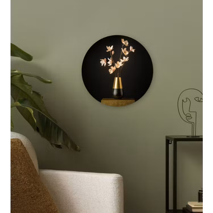 Sierlijk - Boeket - Goud - Vaas Wandcirkel plexiglas klein -sfeer3