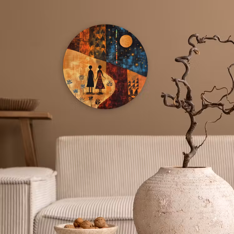 Silhouetten - Abstract - Zon - Maan Wandcirkel plexiglas klein -sfeer1
