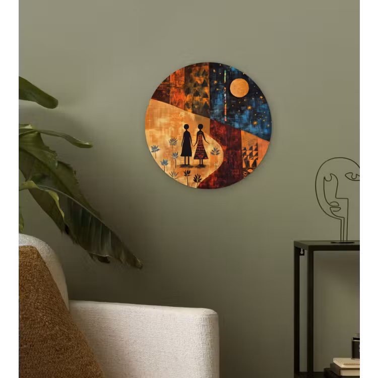 Silhouetten - Abstract - Zon - Maan Wandcirkel plexiglas klein -sfeer3