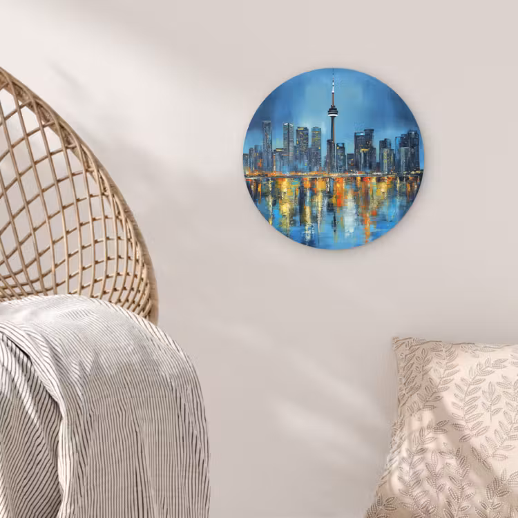 Skyline Toronto - Water - Stadslichten - Toren Wandcirkel plexiglas klein -sfeer5